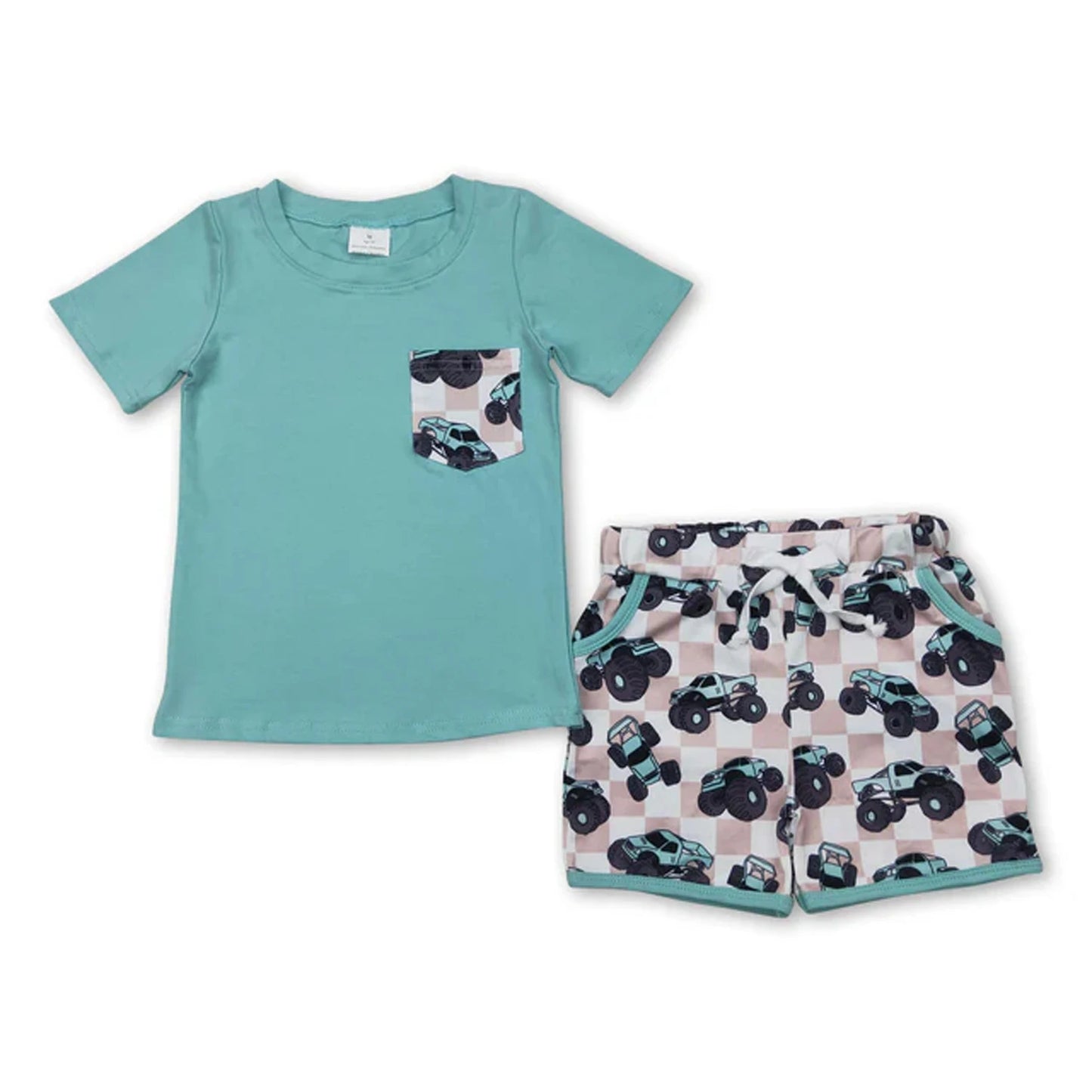 Toddler Boy Summer Set With Printed Tee And Shorts