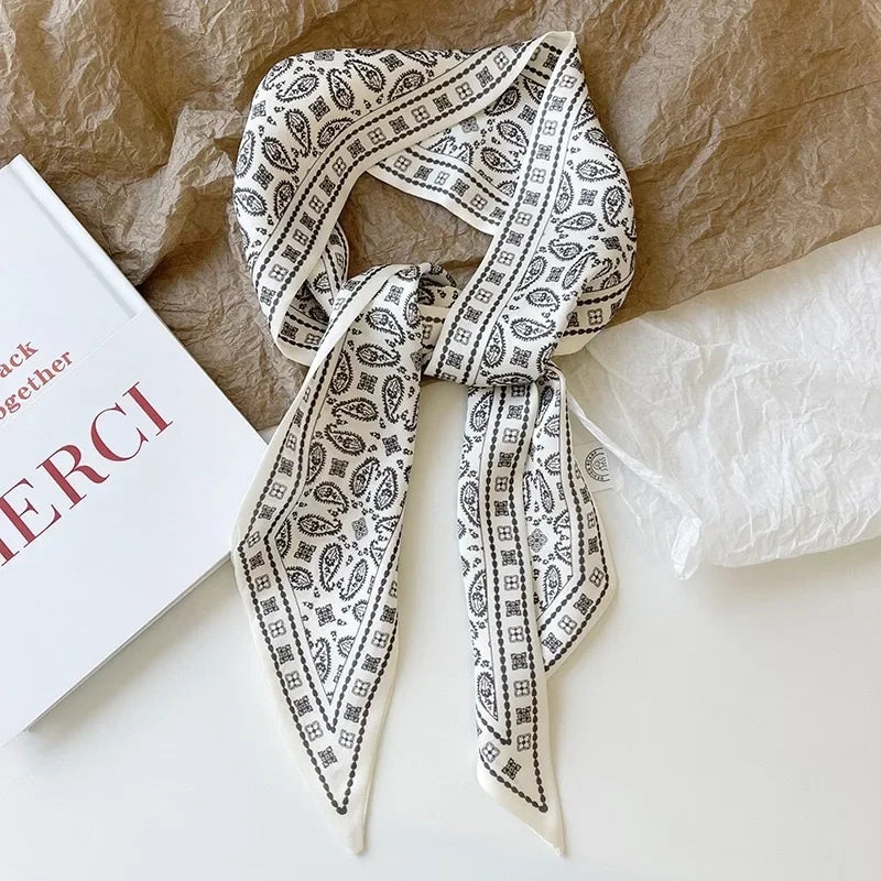 Set Of 4 Satin Scarves For Women Hair Accessories And Neck Ties