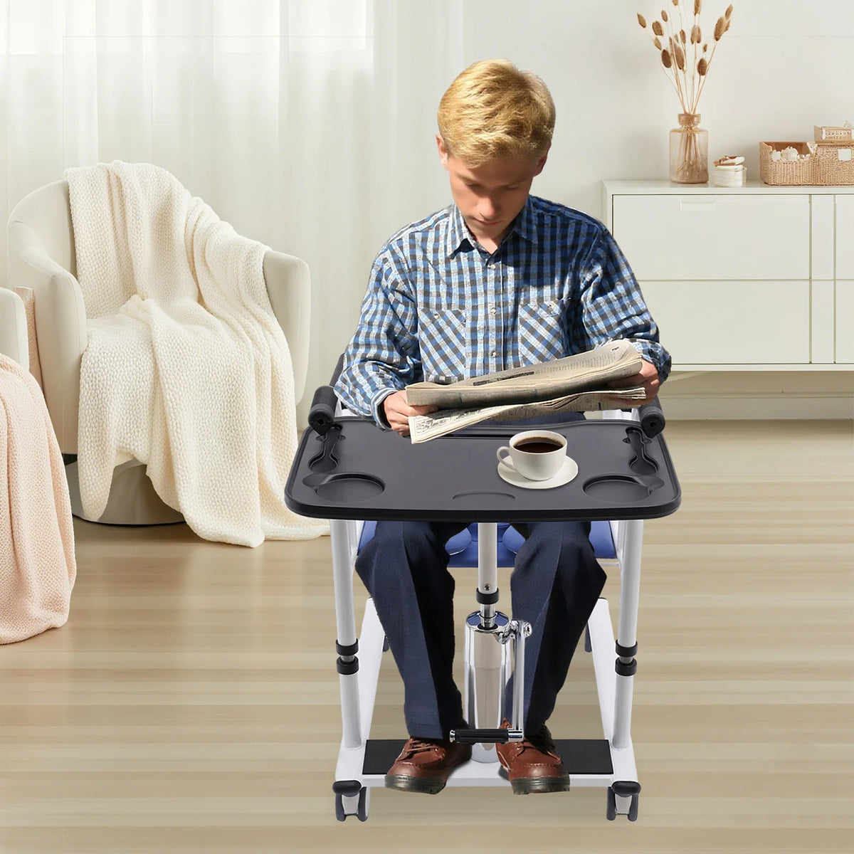 180 Degree Split Seat Hydraulic Patient Lift Transfer Chair With Adjustable Height And 330 Lb Capacity