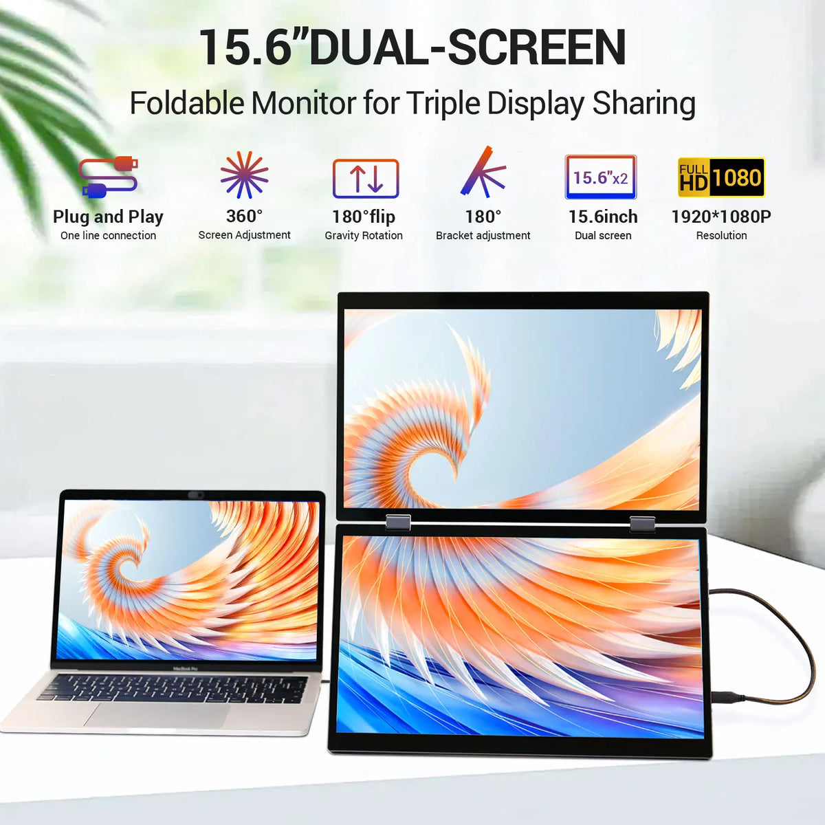 Ecooper Portable Monitor 1080P IPS External Screen For Laptop
