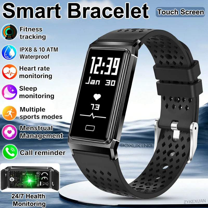Fitness Tracker Smart Bracelet IPX8 Waterproof Touch Screen Health Monitor
