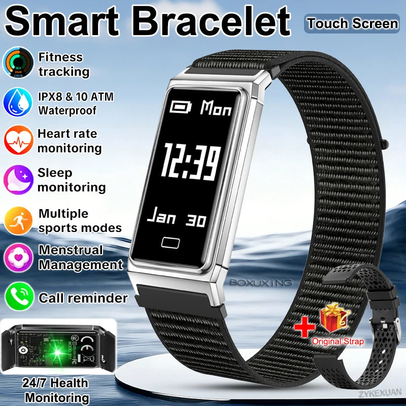 Fitness Tracker Smart Bracelet IPX8 Waterproof Touch Screen Health Monitor