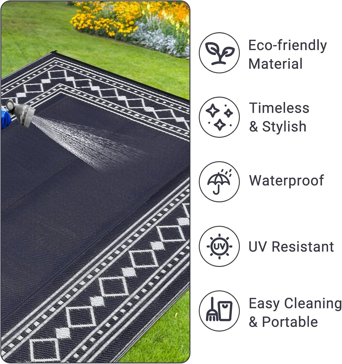 Garvee Waterproof Washable Flocking Rug For Living Room And Bedroom