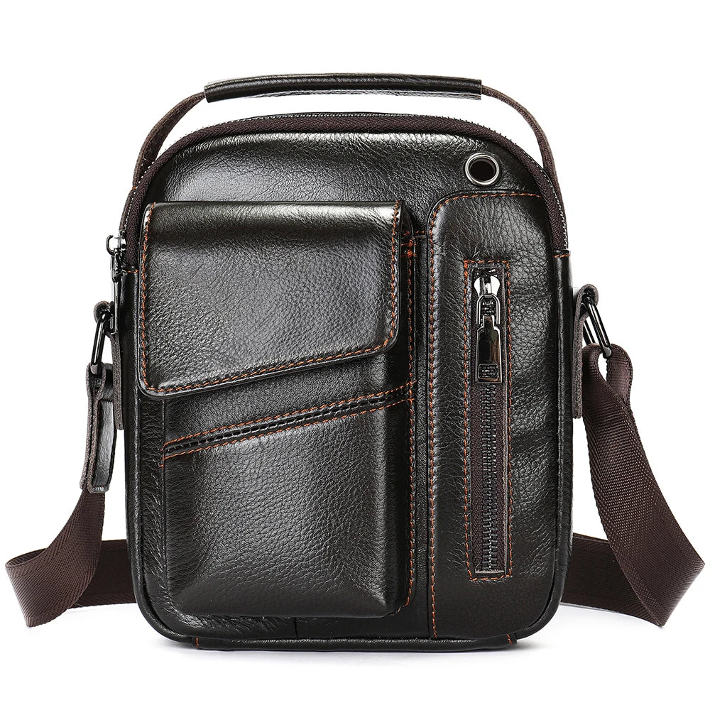 Westal Crazy Horse Leather Crossbody Bag for Men USB Charging