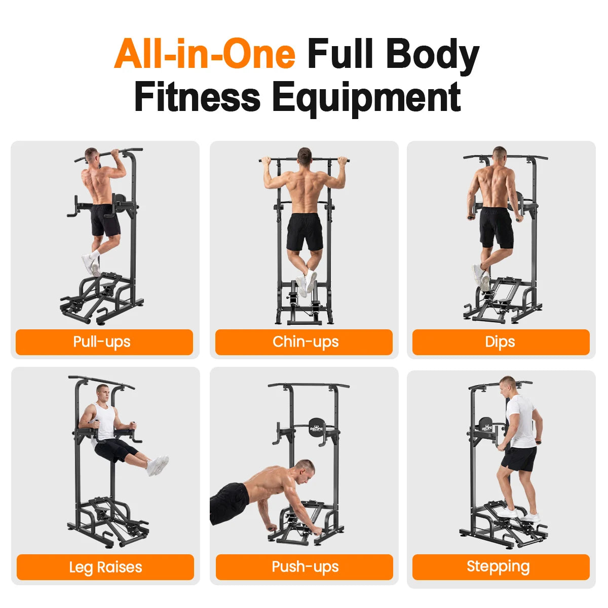 Pull Up Dip Power Tower With Stepper 450 LBS Capacity