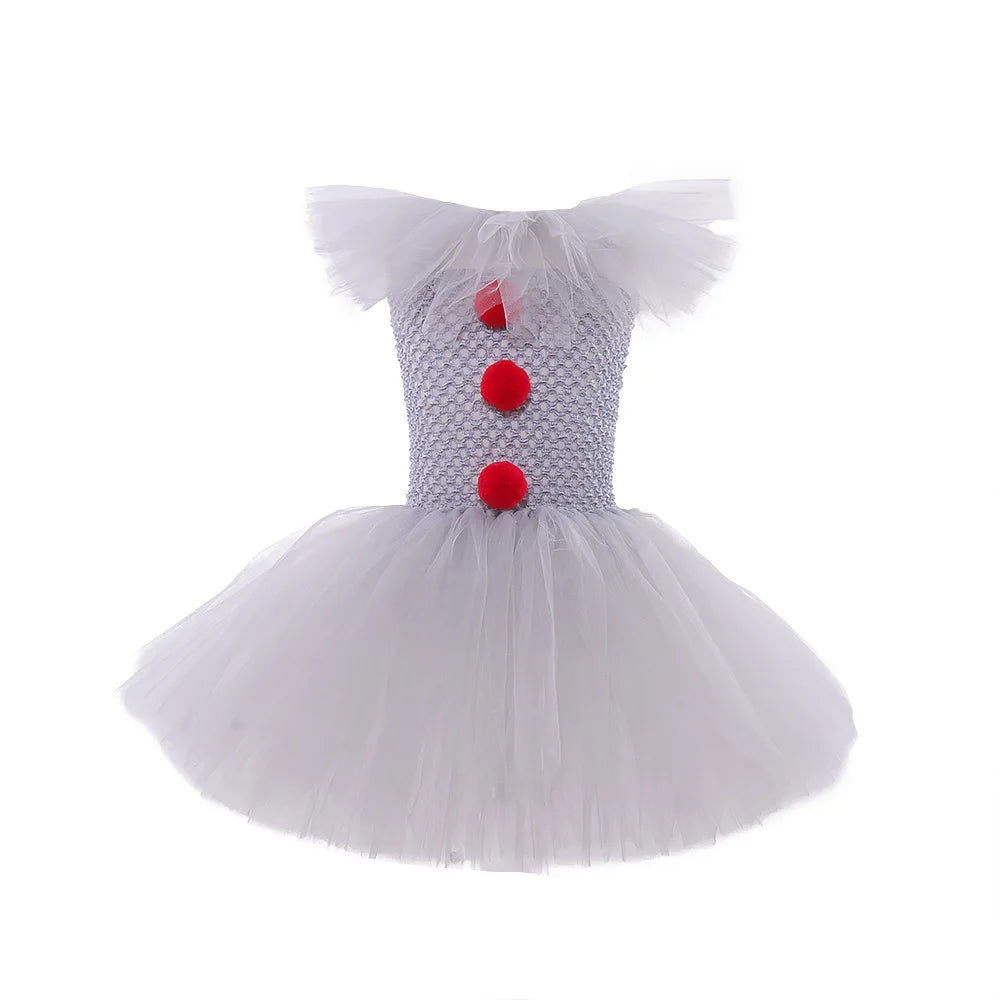 BAMBICODA Pennywise Creepy Clown Costume Dress For Girls