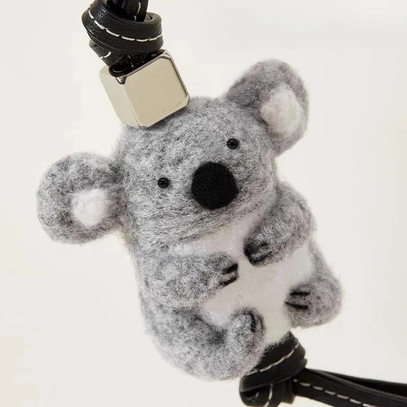 Handmade Wool Felt Animal Bag Charms With Keychain Pendants