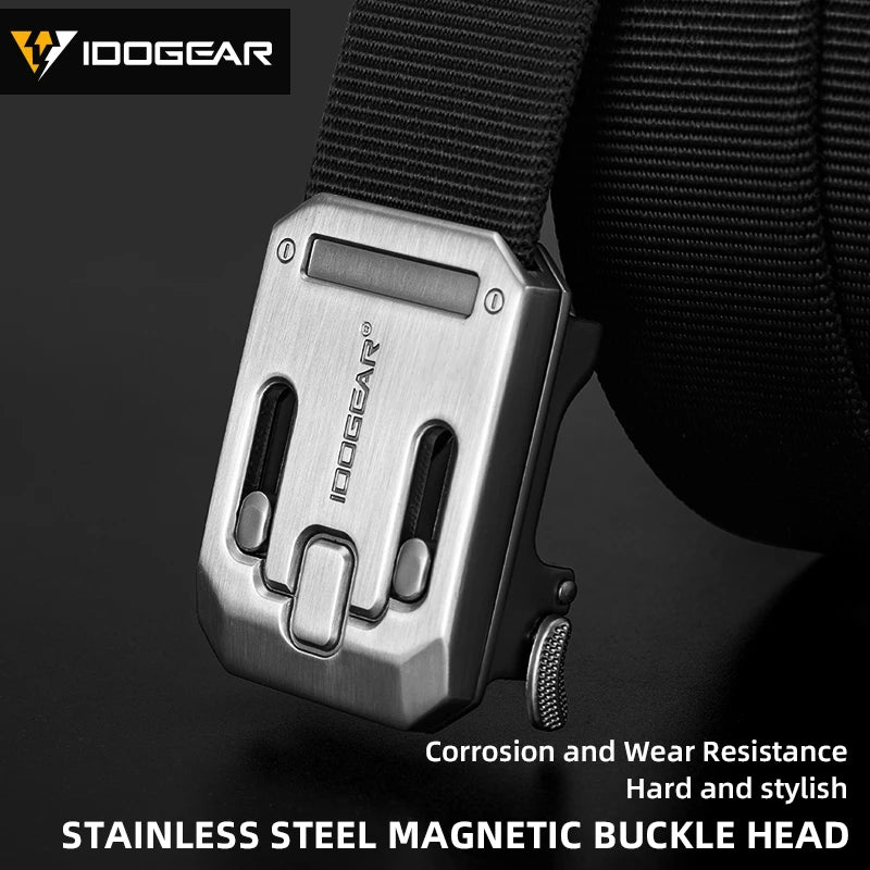 IDOGEAR Mens Ratchet Belt No Holes Slide Buckle Heavy Duty