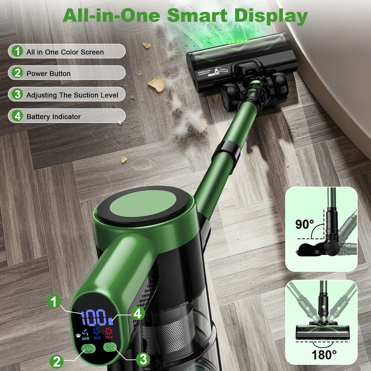 SUXIANGVAC Cordless Vacuum Cleaner With LED Brush For Pet Hair