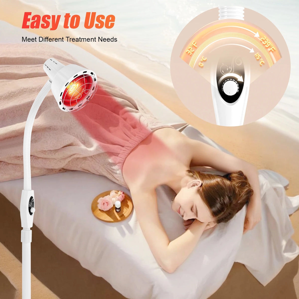275W Adjustable Infrared Heat Lamp with 360 Rotatable Temp Control