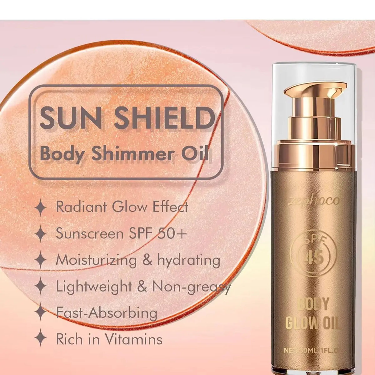 YOCITY Coconut Shimmer Body Oil For Radiant Moisturized Skin