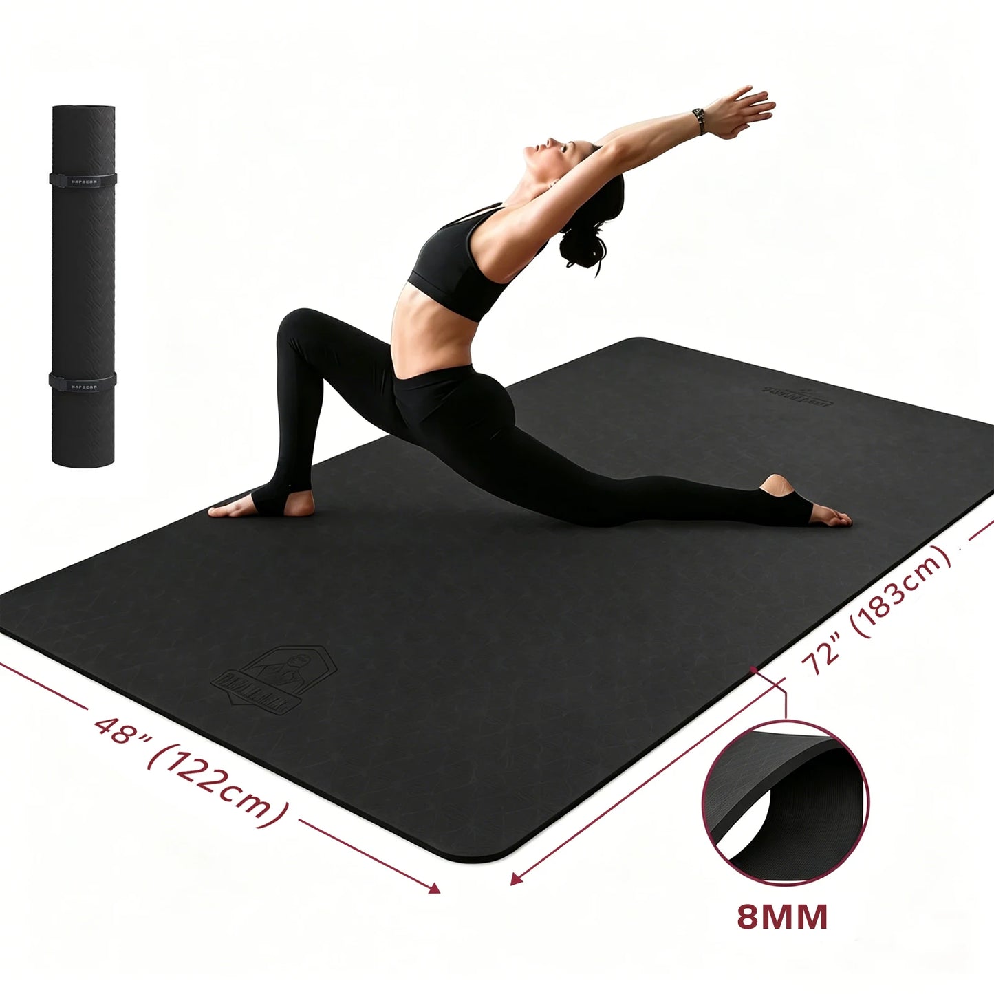 HAPBEAR TPE Yoga Mat Non Slip For Home Gym Workout
