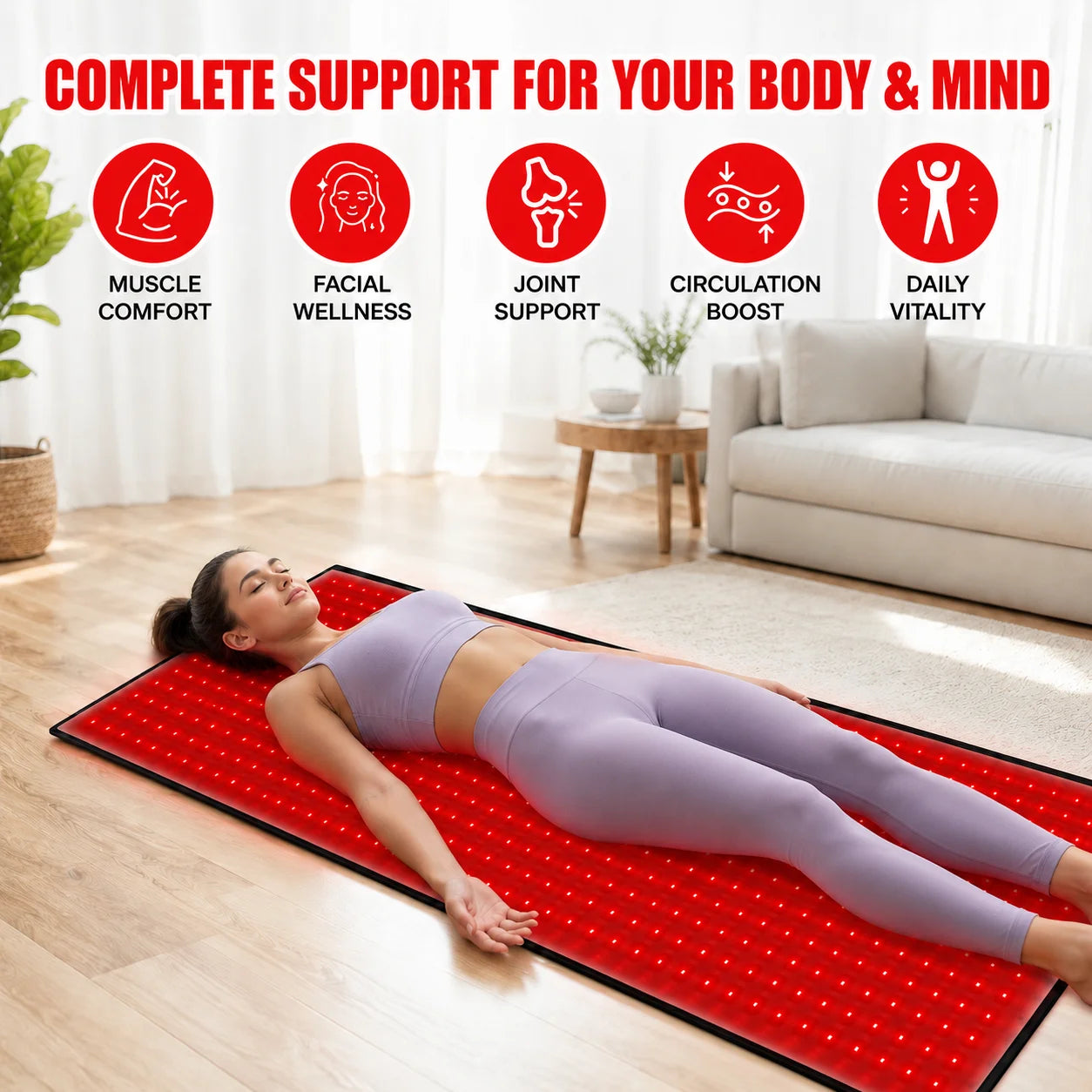 Red Light Therapy Mat 660nm And 850nm With Adjustable Intensity