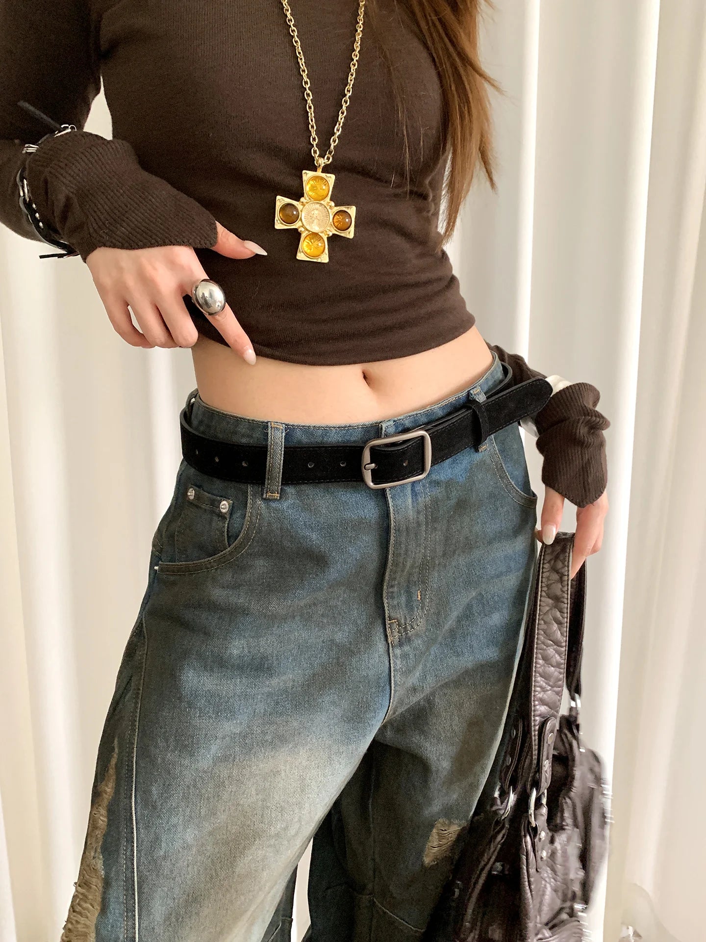 Retro Velvet Belt For Women With Elegant High End Feel