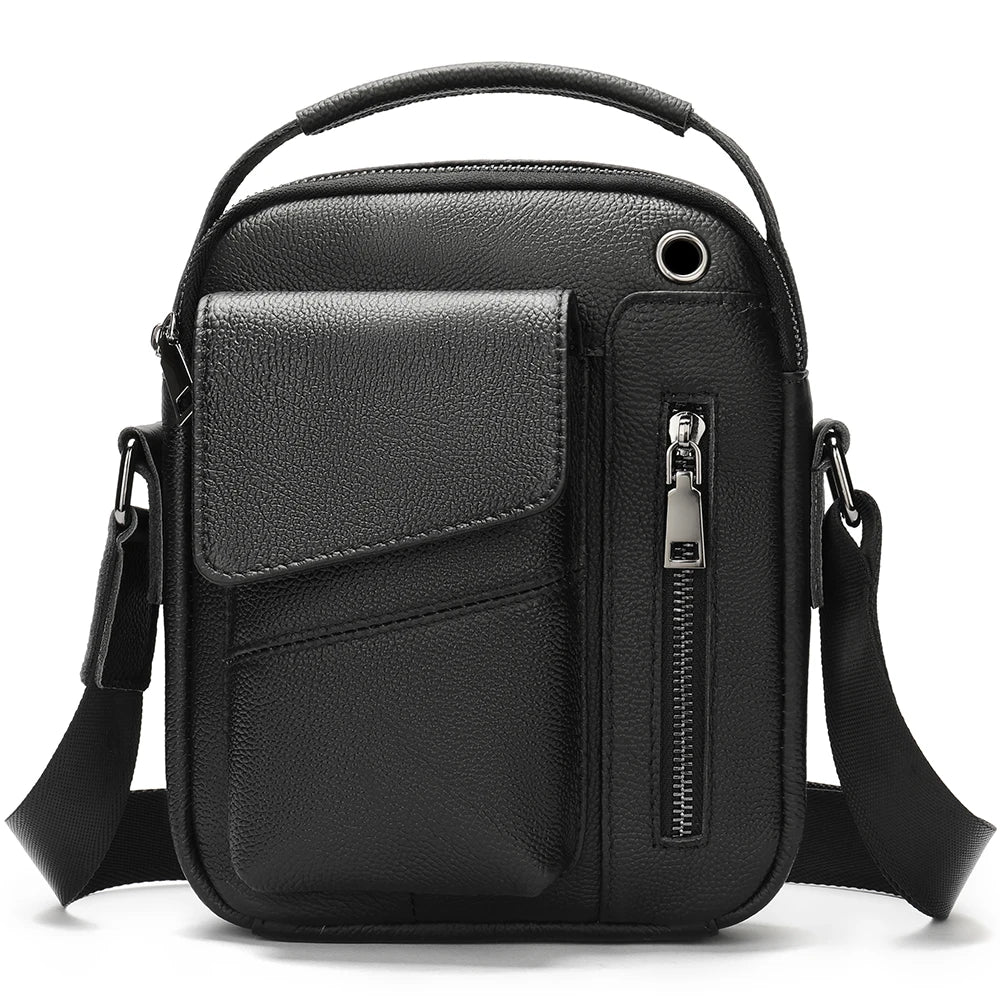 Westal Crazy Horse Leather Crossbody Bag for Men USB Charging