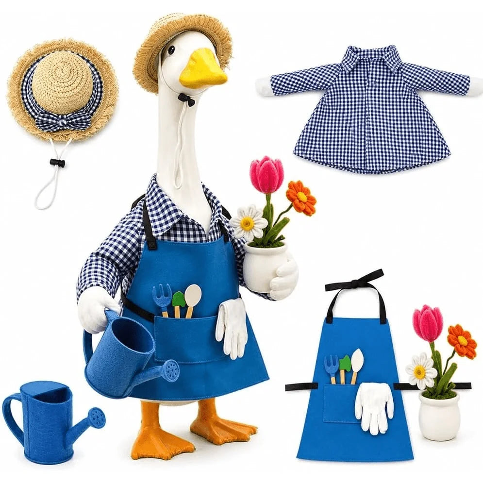 Porch Goose Gardener Costume Raincoat Outfit With Umbrella Yard Decoration