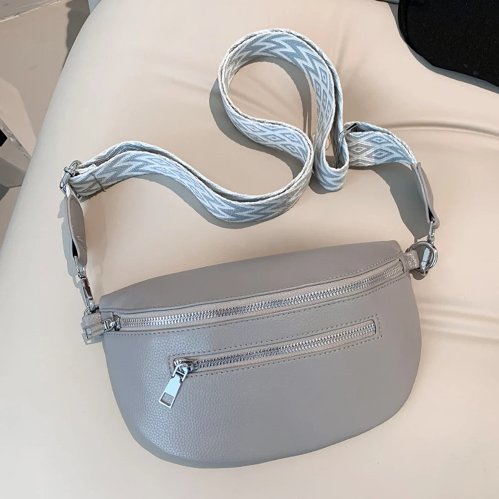Shunmaii Women Crossbody Bag With Wide Strap Retro Fanny Pack