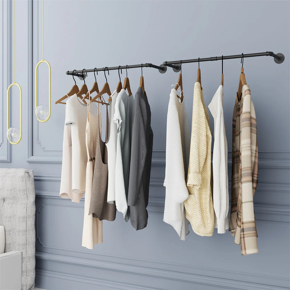 Metal Garment Hanging Rod Rack, Closet Organizer, Pack Of 2