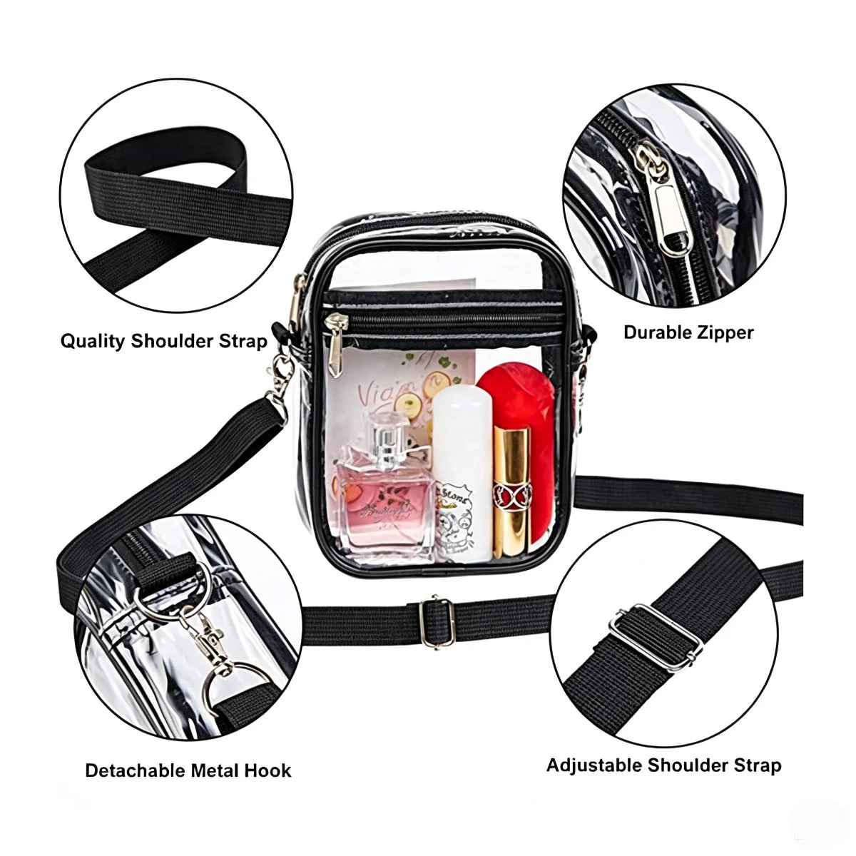 Transparent Pvc Crossbody Purse For Stadium Concerts And Travel
