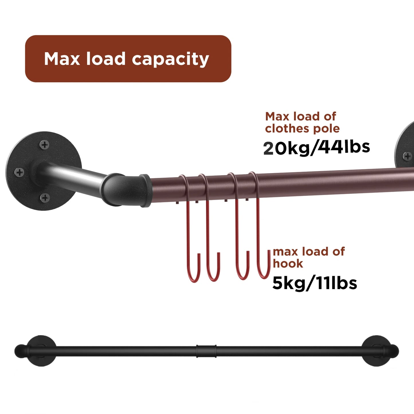 Metal Garment Hanging Rod Rack, Closet Organizer, Pack Of 2