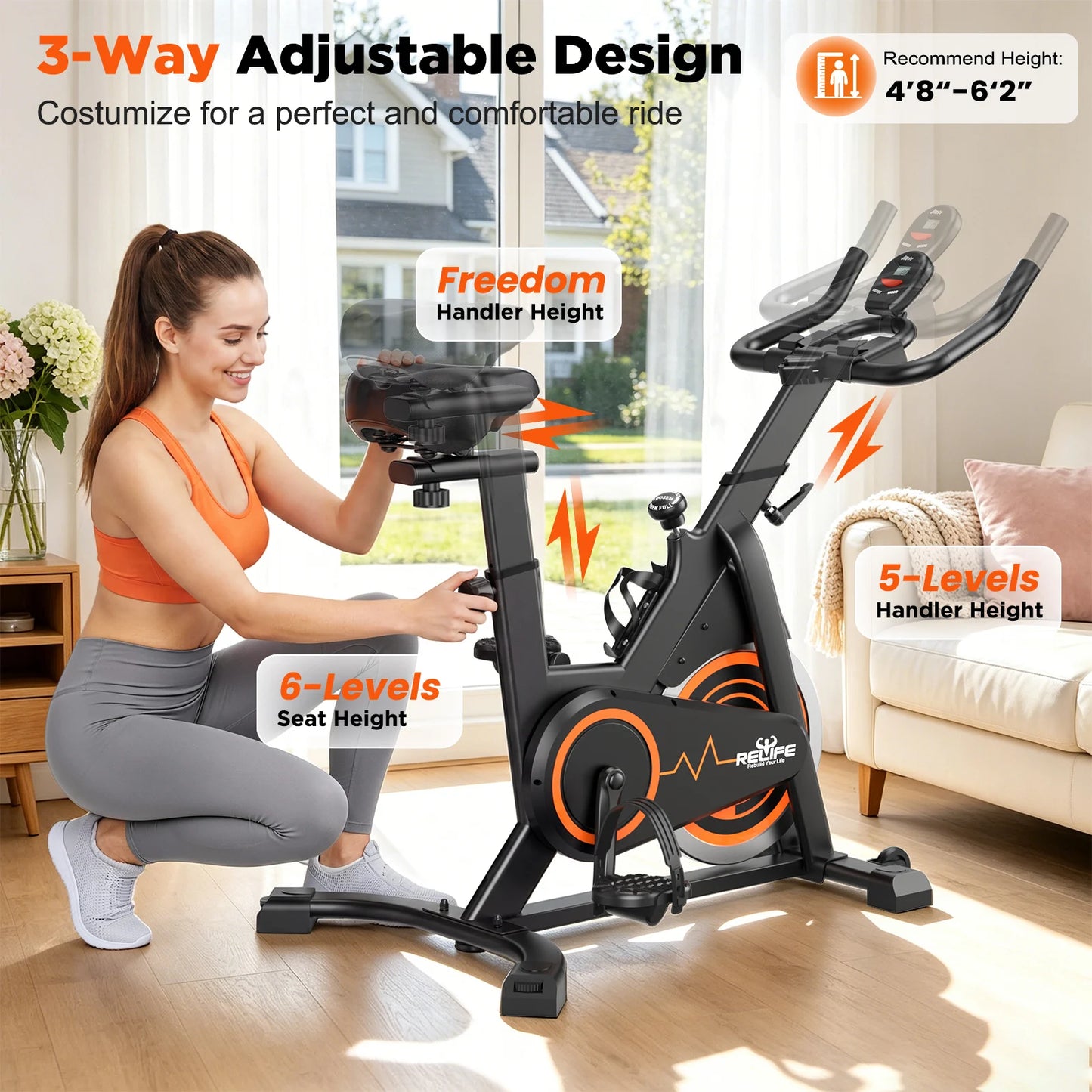Indoor Cycling Bike Silent Belt Drive With Adjustable Resistance LCD Monitor