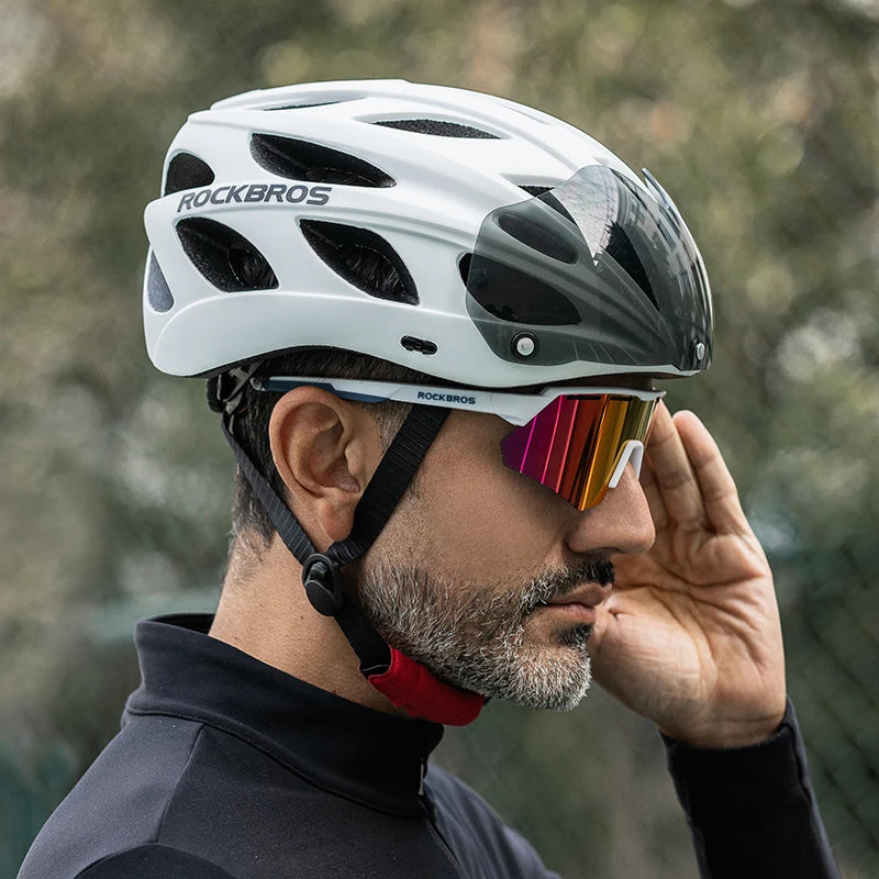 ROCKBROS Lightweight Integrated Cycling Helmet With Goggles