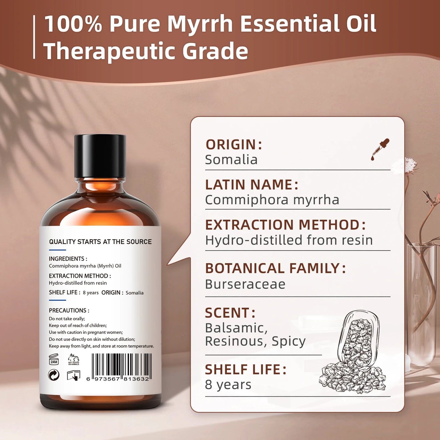 HIQILI Myrrh Essential Oil Pure For Aromatherapy Diffusers