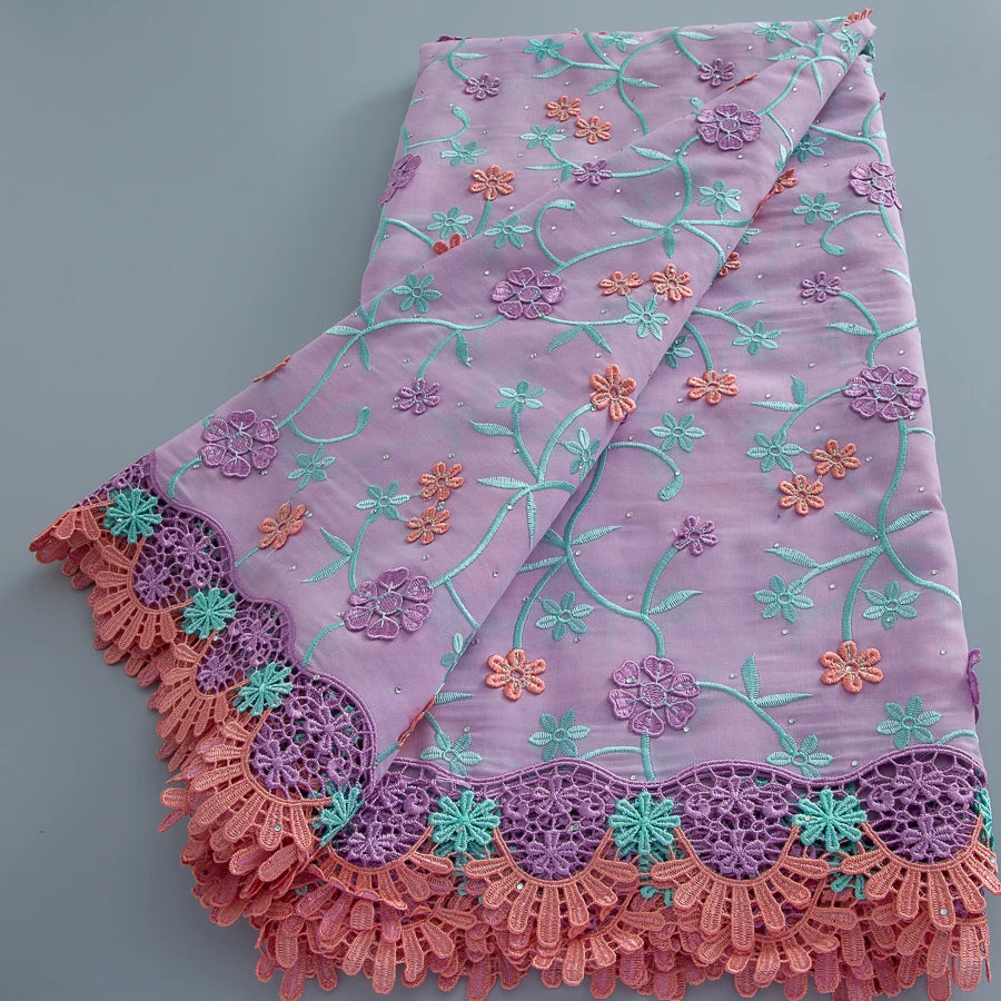 Premium African Swiss Voile Embroidery Lace Fabric For Wedding Dresses