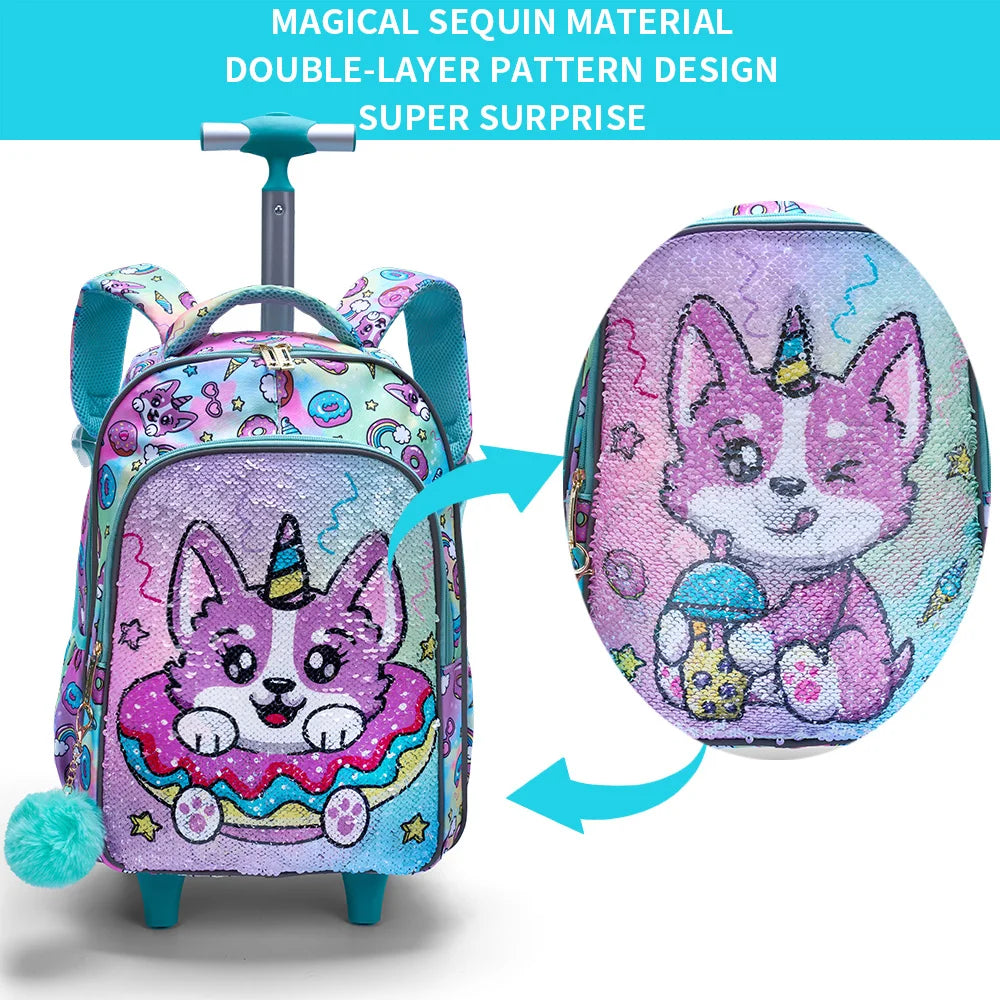 Bling Babies Kids Travel Bag With Wheels, Lunchbox, Pen Bag